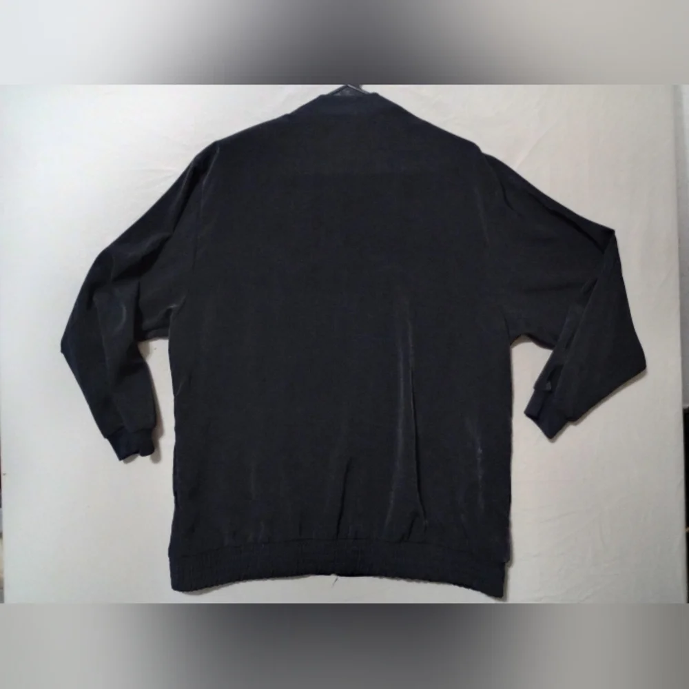 Vtg Gepetto Women's Jacket L Black Gold Sequin Long Sleeve Shoulder Pads Zip Up
